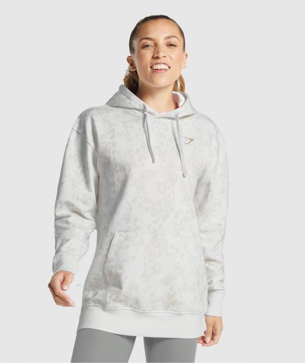 Damske Mikiny S Kapucňou Gymshark Animal Graphic Biele Krém | CZ5498371